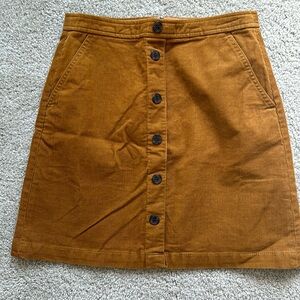 Women’s J Crew Factory corduroy button front mini skirt, size 2